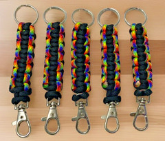 Paracord Keychain Rainbow Metal Clip & Ring 550 Cord Handmade USA PRIDE LOT OF 5