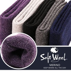 ProEtrade Merino Wool Socks Thermal Warm Winter Thick Medium, Solid Color B