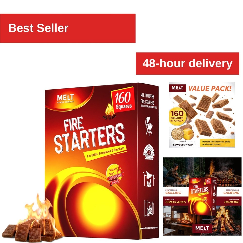 Fire Starter Squares – 160 pcs Charcoal Fire Starters for Camping & BBQ