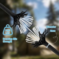 Paracord Rope 1000lb, 5/32 in(4mm), 12 Strand Parachute Cord for 100ft Black
