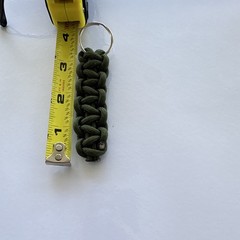 Green Paracord Woven Keychain Fob w/ Split Ring, Lightweight, 3 in, 1 Pack