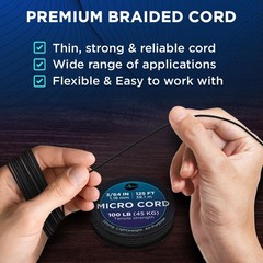 TECEUM Micro Paracord – Black – 1.18 mm x 125 ft – 125 ft,