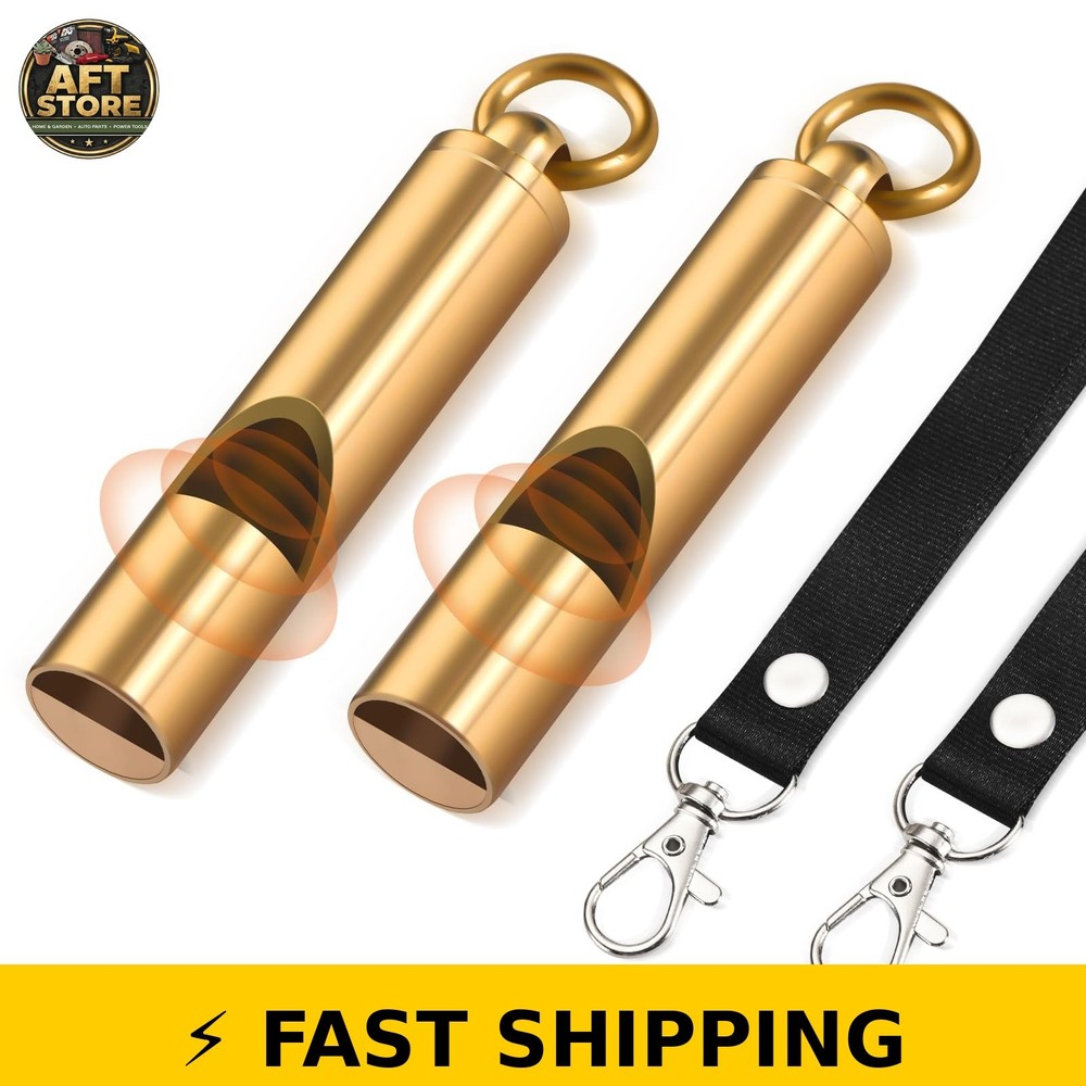 Upeckaroo Brass Emergency Whistles 2 Pack – Loud Safety Whistle