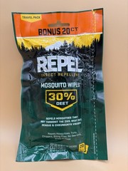 Repel Insect Repellent Mosquito Wipes 30% DEET 20 Ct 5×7″ Wipes
