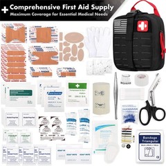 Everlit Survival Upgraded First Aid Kit 161 Piece Set, Black