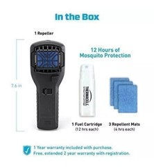 Thermacell Portable Mosquito Repeller, Plus Holster W/Clip, Black NEW In Box!
