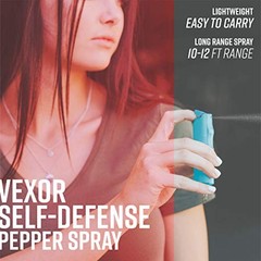 Vexor Police Strength Pepper Spray, Flip-Top Finger Grip, 20+ Shots, 10 Teal