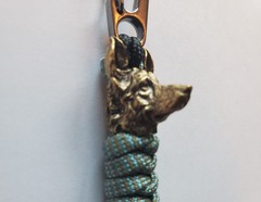 FSC Lanyard UV Reactive Blue & Brown Paracord 550 w/ German Shepherd Bead & Clip