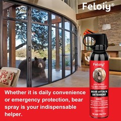 Feloiy 30 Feet BEAR Deterrent Repellent Spray 11 oz GLOW CAP CAMPING HIKING