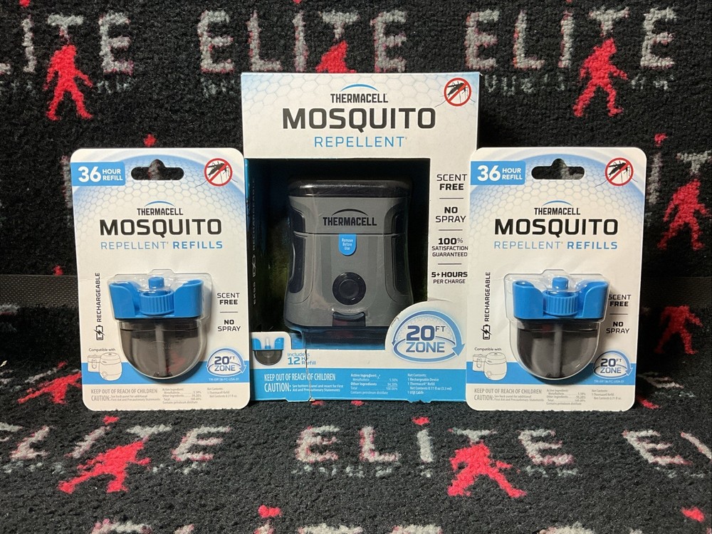Thermacell Rechargeable Mosquito Repeller EX55 Grey + 2 36hr Refills All Sealed!