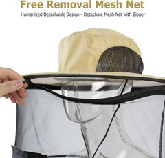 Mosquito Head Net Hat Sun Hats with Hidden Net Mesh Mask
