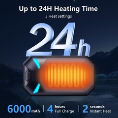 Hand Warmers Rechargeable 2 Pack,Electric 6000mAh,20Hrs black