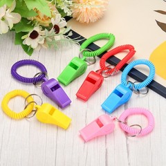6Pcs Sport Whistles Plastic Whistle with Stretchable Bracelet Red Purple Pink