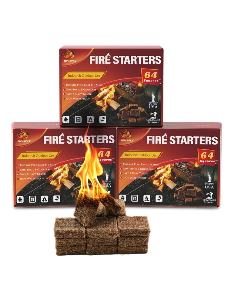 Nvkrvks Fire Starter Squares 192, Natural & Odourless FireStarters Cubes for …