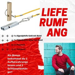 Two Hygienic Signal Whistles, Whistle in Silver and Gold with Keys…