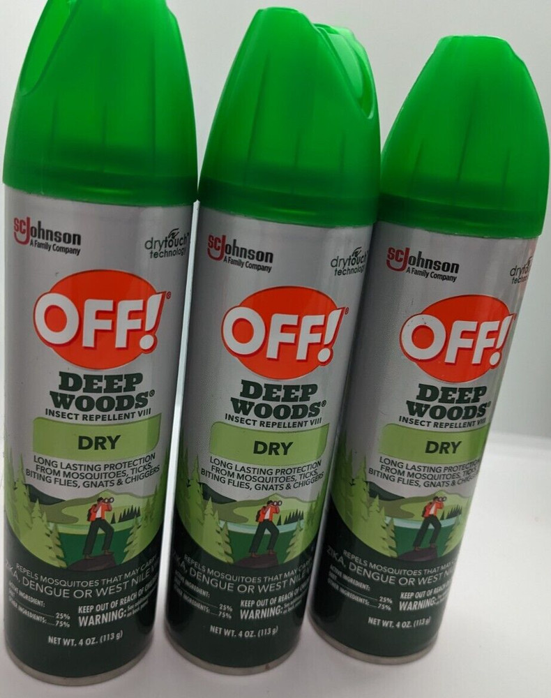{3 Pack} OFF! Deep Woods Dry Insect Repellent Mosquito Ticks bug spray 4 oz