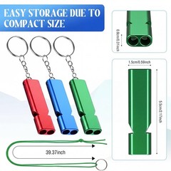 100 Pcs Emergency Whistles Bulk, Aluminum Safety Survival Whistle Keychain wi…