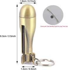 Keychain Matchstick Fire Starter, Permanent Match Flint Metal Keychain Lighter,