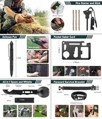 Survival Kit, 262Pcs Survival Gear and Supplies with First Aid Kit Pouch and Cro