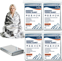 Emergency Thermal Blankets 4 Pack 82″ 52″, Silver, Mylar Space Blanket