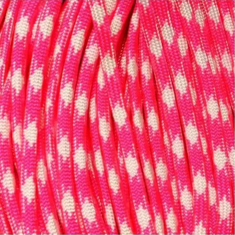 550 Paracord Fashionista (Neon Pink and White) Made in the USA Nylon/Nylon (100