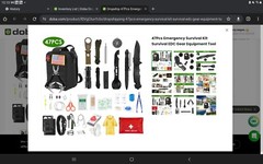 47 pieces outdoor survival kit, includes handy black nylon compartment hiking