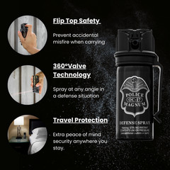 Pepper Spray Police Magnum 2 pack 3oz Flip Top Belt Clip Fog OC Defense Security