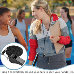 Whistle, 4 PCS Thick Plastic Sports Whistles with Lanyards, Coach Whistle, Loud