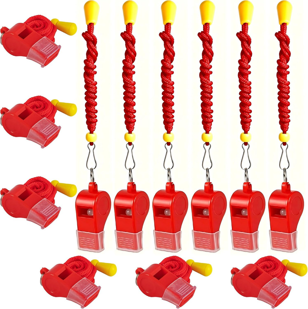 12 Packs Sports Whistles with Lanyard, for Coaches, Referees and Officials