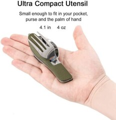 Pack of 4- Camping Utensil 4in1 (Fork/Spoon/Knife/BottleOpener) Outdoor Cookware