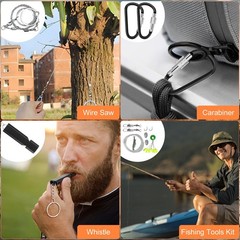 69 Piece Outdoor Emergency Survival Kit Outdoor, Tactical Flashlight Comp…