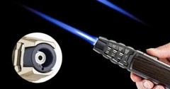 Windproof Straight Torch Blue Flame Lighter Refillable BROWN Color (USA Seller)