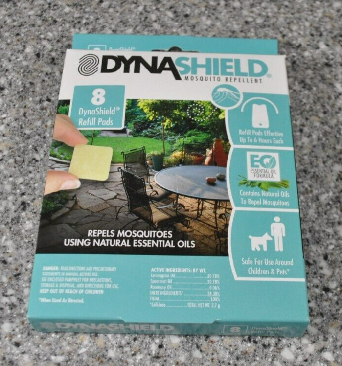 DynaShield Refill Mosquito Repellent Pads (8) Per Box, New, Fast Ship