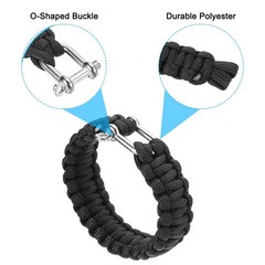 Survival Paracord Bracelet, 2 Pack Bracelet with U-shaped Buckle, Black