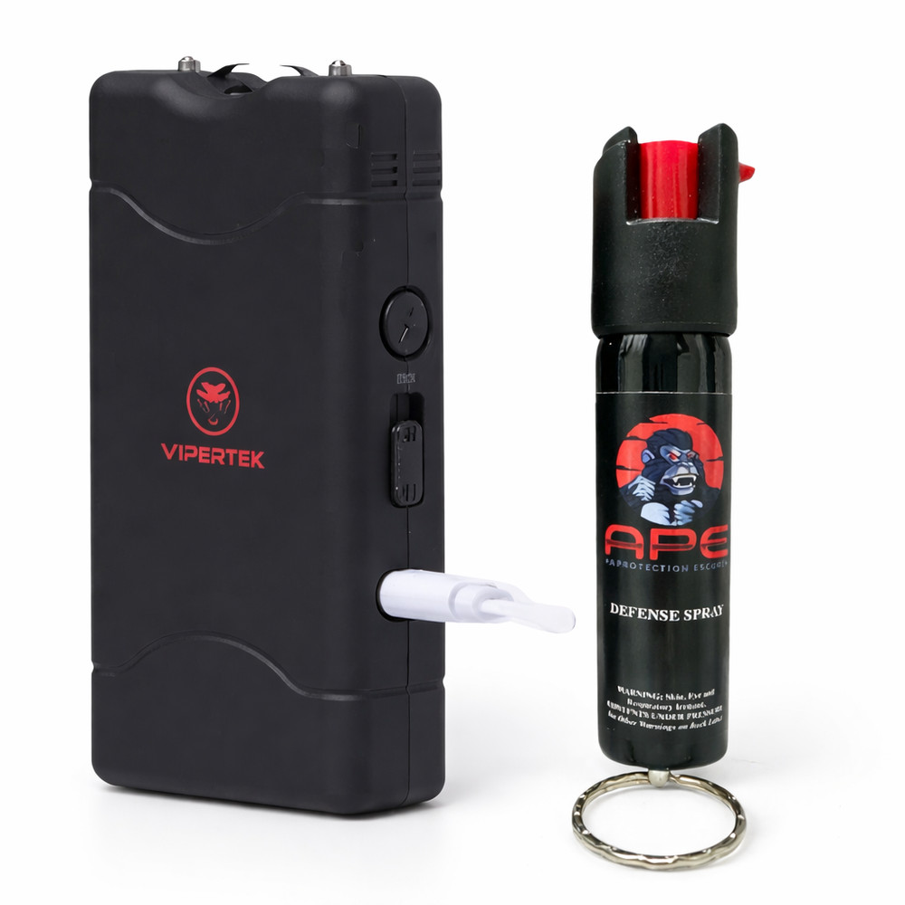 VIPERTEK Stun Gun + Pepper Spray Combo Rechargeable Self Defense 380BV