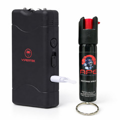 VIPERTEK Stun Gun + Pepper Spray Combo Rechargeable Self Defense 380BV