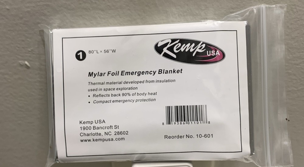 Kemp USA Mylar Foil Emergency Blanket Silver 80×56 Reflective Lightweight 1Pk