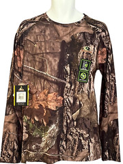 Men’s Shirt Mossy Oak Size Large Insect Repellent Tee Wicking Camo UV Scent Flex
