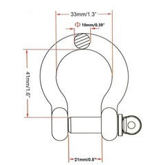 2 PCS 10mm 3/8 Inch Anchor Shackle 304 Stainless Steel Screw Pin Bow Rigging