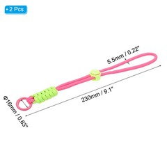 2Pcs Paracord Lanyard Keychain with Spring Ring, Rose Red, Light Green