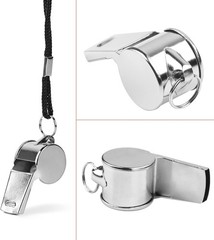 24 PCS Stainless Steel Sports Whistles w/Lanyards Loud Coach Referee Bulk Silver