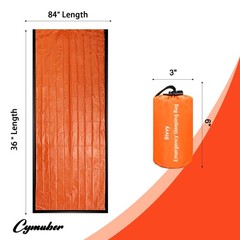 Emergency Sleeping Bag Survival Bag, Cymuber Portable 2 PACK, Orange