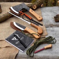 All in 1 Survival Bushcraft Camping Kit Axe Knife Saw Ferro Rod Sharpening Tool