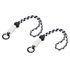 2Pcs Paracord Lanyard Keychain with Spring Ring, Wavy Design, Black, White