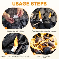 4 Pack Natural Fire Starter, 32 Mini Square Cubes Natural Charcoal Starter fo…