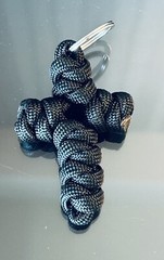 New Handcrafted Paracord Cross Black Key Ring Fishing Camping Survival Tool Gift