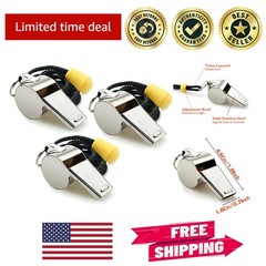 Professional 3 Pack Stainless Steel Whistles for Coaches with Lanyards – Durable