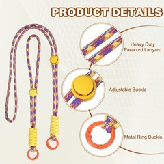1Set Heavy Duty Paracord Keychain Lanyard for Keys , Yellow/Purple/Orange
