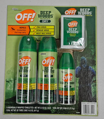 OFF Deep Woods Insect Repellent Mosquitoes Bug Spray 3 Cans 6 Oz + 8 Towelettes