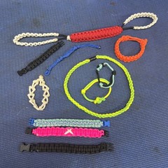 JJ3-Lot of 11 Some Cobra Weaved Paracord Bracelets, Necklace, Misc Crafts